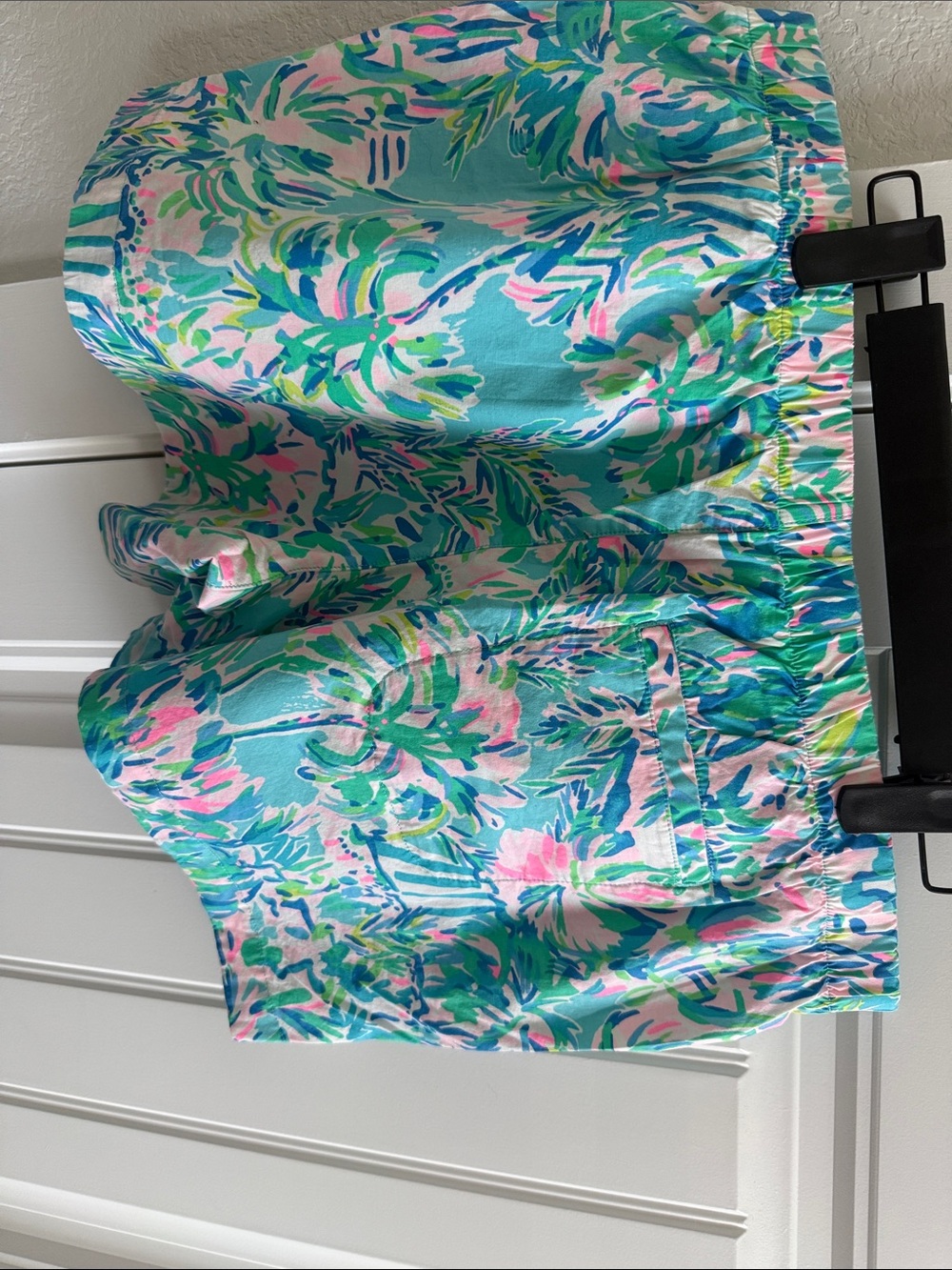 Lily Pulitzer Tropical Print Cotton Shorts in Teal, Pink & White